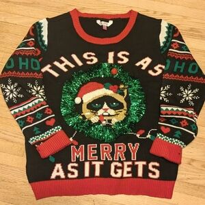Grumpy cat Christmas sweater